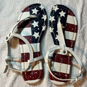 White/red-white-blue insole Sandals